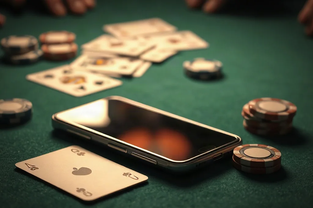 Close-up of a phone screen with a cash out confirmation button over live match statistics