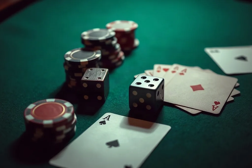 Row of glowing slot machine reels with fruit and gem symbols